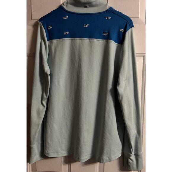 Vineyard Vines Women’s Quarter Zip Blue On Blue W Whales Pull Over Size Medium - Picture 3 of 13